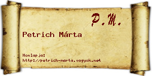 Petrich Márta névjegykártya