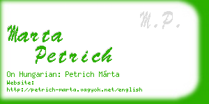 marta petrich business card